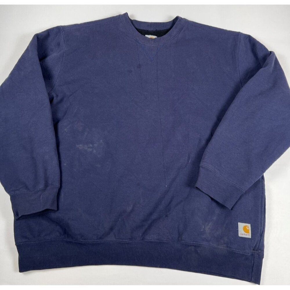 Carhartt Men Large Blue J154 Loose Fit Midweight Crewneck Logo Sweatshirt